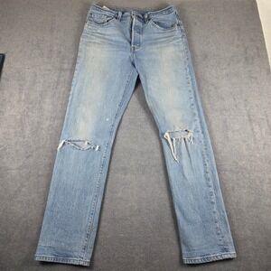 Levi's 501 Original Fit Jeans Mens Light Wash Blue Distressed Ripped Knees